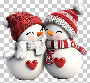 Christmas Love - Snowman Couple With Hearts PNG