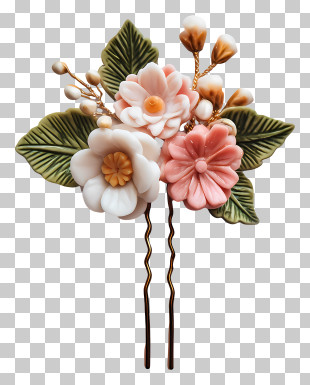 Floral Hairpin - Floral Hairpins With Decorative Flowers PNG