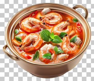 Tom Yum Goong - Delicious Shrimp Soup In Serving Pot PNG