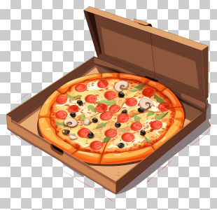 Flat Pizza In Open Box - Appetizing Pizza In Open Box PNG