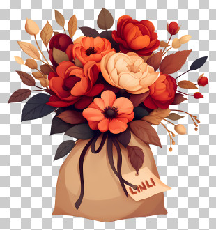 Bag Of Flowers - Red Floral Bag With Flowers PNG