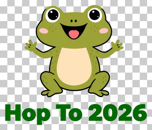 Hop To 2026 - Happy Frog With 2026 Text PNG