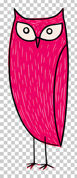 Owl Outline - Pink Owl With Big Eyes PNG