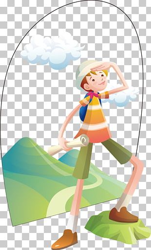 Mountaineering Cartoon Illustration PNG