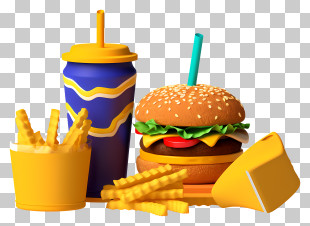 Realistic Food - Animated Fast Food Combo With Burger And Fries PNG