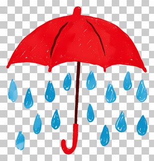 Red Umbrella - Red Umbrella With Rain Drops PNG