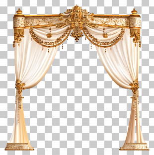 Indian Wedding Frame - Elegant Golden Curtain Decoration PNG