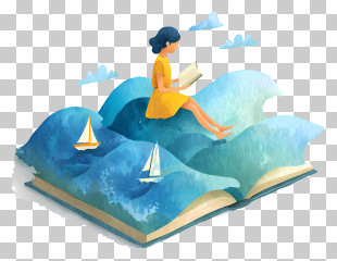 Storytelling And Journey - Reading On Book-Waves PNG
