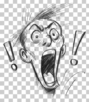 Exclamation - Screaming Face Sketch PNG