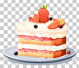 Cake - Delicious Layered Cake Slice With Toppings PNG