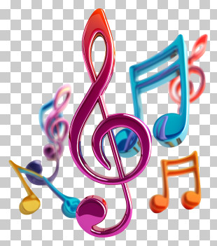 Music Notes - Vibrant Pink Treble Clef With Musical Notes PNG