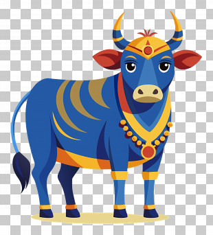 Indian Cow - Decorated Blue Cow PNG