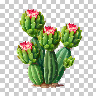 Cactus - Blooming Flowering Cactus Illustration PNG