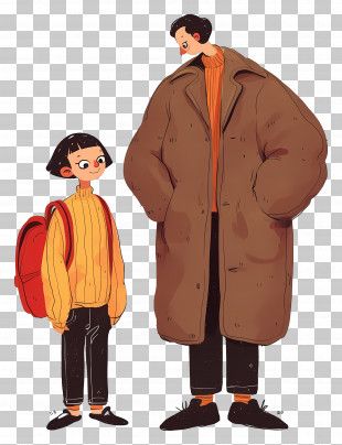 Father And Child - Two People In Coats Having A Conversation PNG