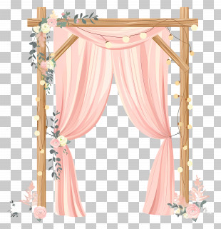 Wedding Arch - Wedding Backdrop With Pink Curtains And Florals PNG