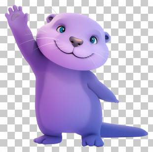Purple Otter - Adorable Purple Cartoon Otter PNG