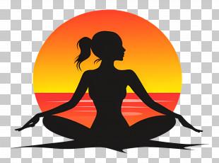 Exercise - Silhouette Yoga Pose At Sunset PNG