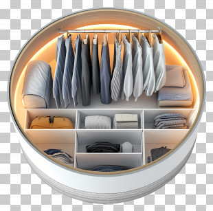 Closet Top View - Circular Wardrobe Design PNG