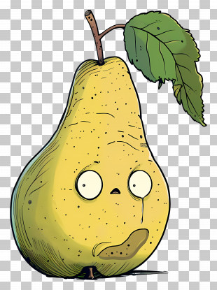 Cartoon Pear - Sad Cartoon Pear PNG