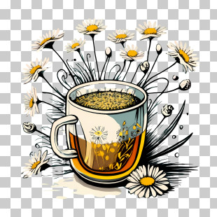 Chamomile Tea - Floral Herbal Tea In A Mug PNG
