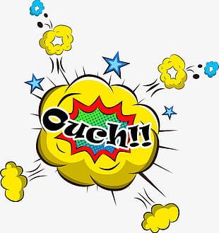 Yellow Ouch Explosion PNG