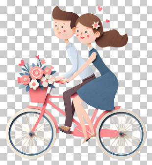 Romantic Couple On Bike - Couple Riding A Bicycle Together PNG