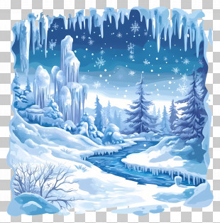 Icy Winter - Winter Wonderland With Snowy Trees PNG