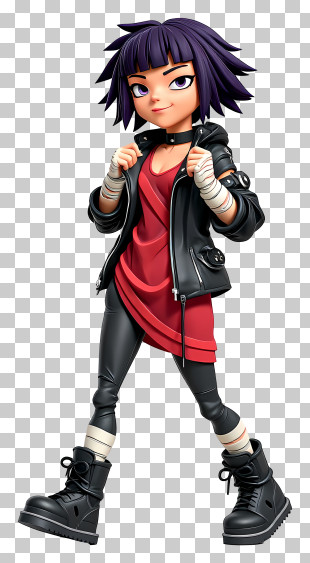 Kyoka Jiro - Purple-Haired Punk Girl In Leather Jacket PNG