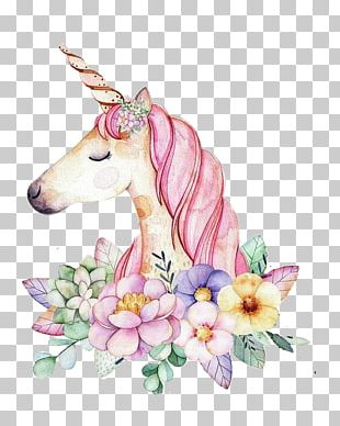 Unicorn Art Watercolor Painting PNG