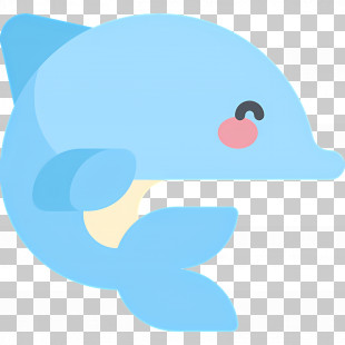 Dolphin - Cute Cartoon Blue Dolphin PNG