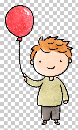 Boy Holding Balloon PNG