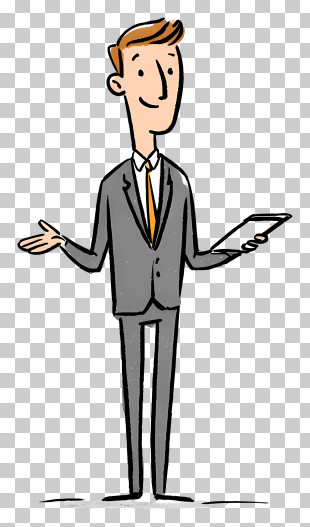 Sketch Businessman With Tablet PNG
