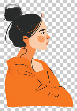 Woman In Orange - Profile Of A Woman In Orange PNG
