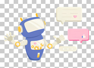 Cartoon Robot - Chatbot Robot With Speech Bubbles PNG