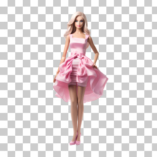 Barbie Girl - Fashion Doll In Pink Dress PNG