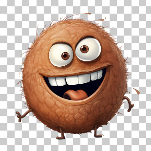 World Coconut Day - Cute Furry Ball Character With A Smile PNG
