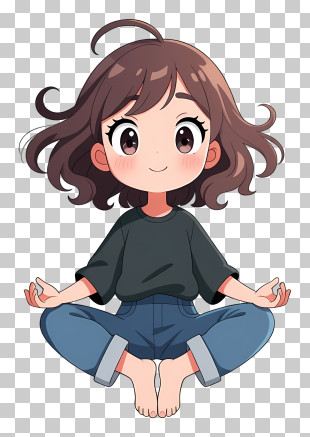 Meditating Anime Girl - Calm Meditating Girl PNG
