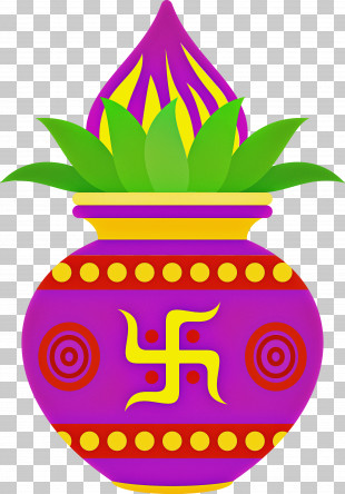 Happy gudi padwa. hindu new year. mandala logo with kalash and • wall  stickers jainism, lunar, festivity | myloview.com