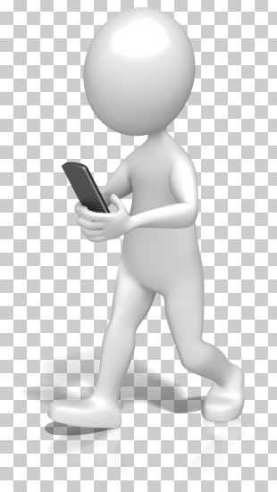 Stick Figure - Walking Figurine Holding A Smartphone PNG