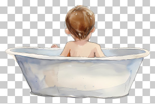Baby Bath Tub - Cute Baby In Bathtub For Hygiene Concept PNG