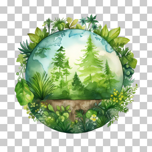 Green Planet
 - Earth With Forest And Greenery For Eco Concept PNG