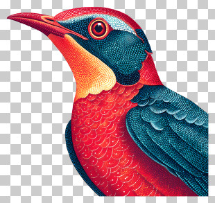 Vintage Bird - Colorful Bird With Vibrant Feathers PNG