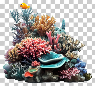 Realistic Coral Reef - Colorful Coral Reef With Aquatic Life PNG