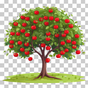 Fruit Tree
 - Illustrated Apple Tree With Fruit And Foliage PNG