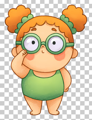 Aquatina - Cute Orange-haired Girl With Glasses PNG