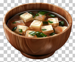Miso Soup - Miso Soup In Natural Wooden Bowl PNG