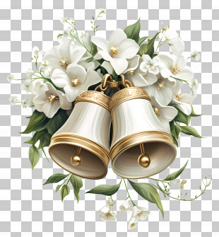 Wedding Bells - Wedding Bells With Flowers PNG