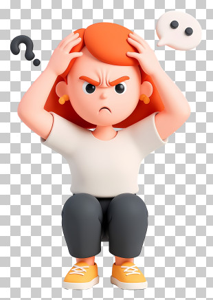 Confused Woman - Stressed Cartoon Girl PNG