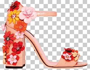 Cut Flowers High-heeled Shoe Floral Design Sandal PNG