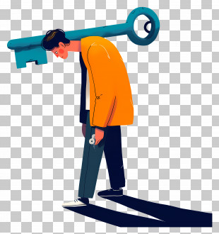 Sad Man - Man Carrying A Large Key PNG